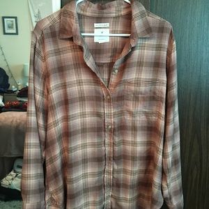 American Eagle Pink Flannel Button Up